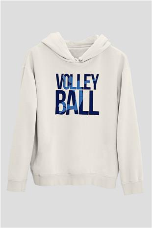 Voleybol Baskılı Unisex Ekru Hoodie