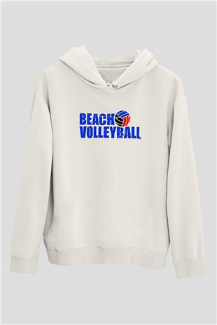 Voleybol Baskılı Unisex Ekru Hoodie