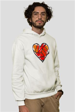 Voleybol Baskılı Unisex Ekru Hoodie
