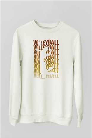 Voleybol Baskılı Unisex Ekru Sweatshirt