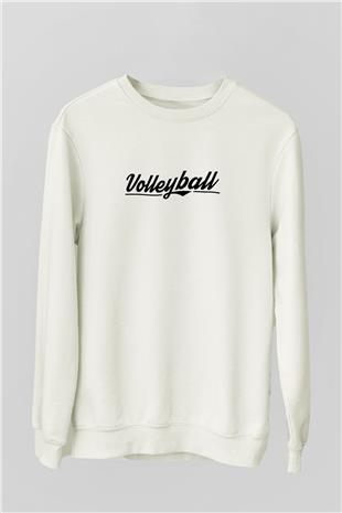 Voleybol Baskılı Unisex Ekru Sweatshirt