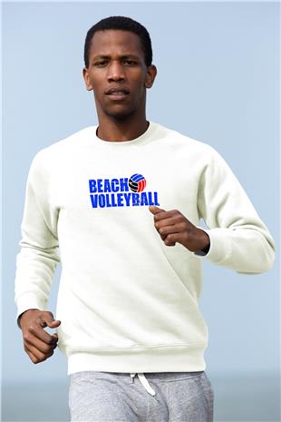 Voleybol Baskılı Unisex Ekru Sweatshirt