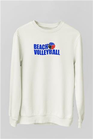 Voleybol Baskılı Unisex Ekru Sweatshirt