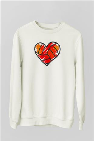 Voleybol Baskılı Unisex Ekru Sweatshirt