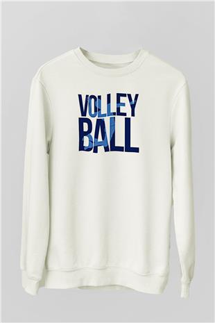 Voleybol Baskılı Unisex Ekru Sweatshirt