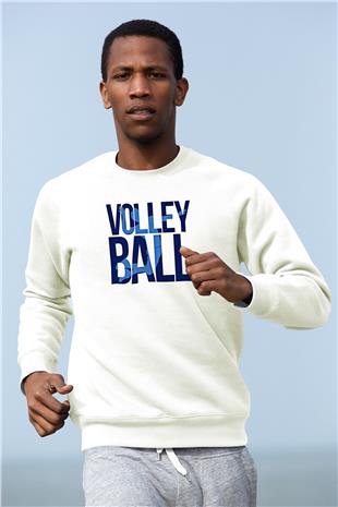 Voleybol Baskılı Unisex Ekru Sweatshirt