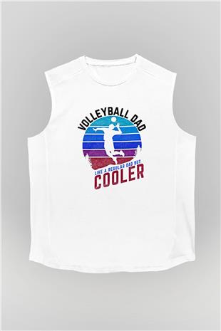 Voleybol Baskılı Unisex Kolsuz Beyaz Tişört