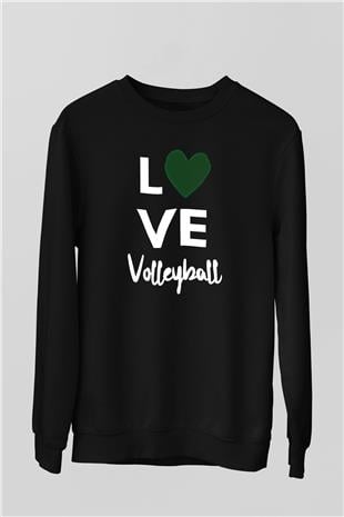 Voleybol - Volleyball Baskılı Unisex Siyah Sweatshirt