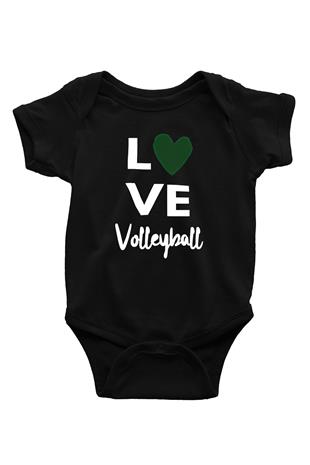 Voleybol - Volleyball Baskılı Unisex Siyah Bebek Body - Zıbın