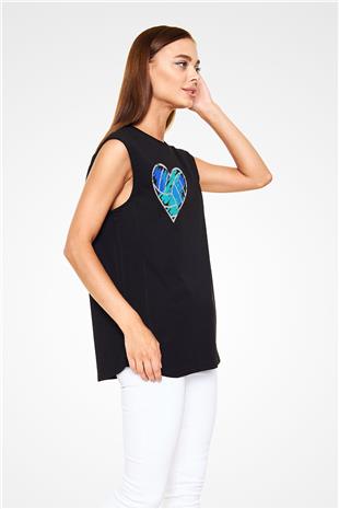 Voleybol - Volleyball Baskılı Unisex Siyah Kolsuz Tişört