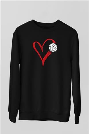 Voleybol - Volleyball Baskılı Unisex Siyah Sweatshirt