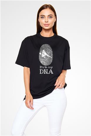 Voleybol - Volleyball Baskılı Unisex Siyah Oversize Tişört