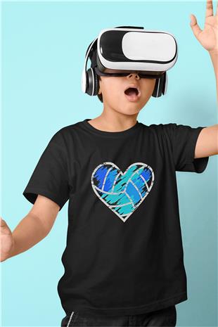 Voleybol - Volleyball Baskılı Unisex Siyah Çocuk Tİşörtü - Tshirt