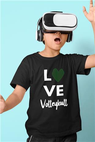 Voleybol - Volleyball Baskılı Unisex Siyah Çocuk Tİşörtü - Tshirt