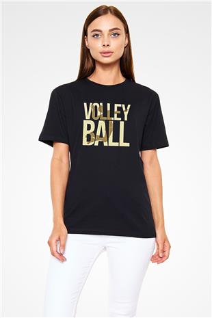 Voleybol - Volleyball Baskılı Unisex Siyah Tişört - Tshirt