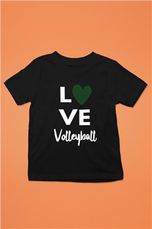 Voleybol - Volleyball Baskılı Unisex Siyah Çocuk Tİşörtü - Tshirt
