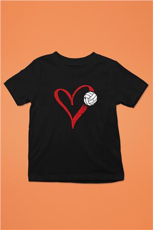 Voleybol - Volleyball Baskılı Unisex Siyah Çocuk Tİşörtü - Tshirt