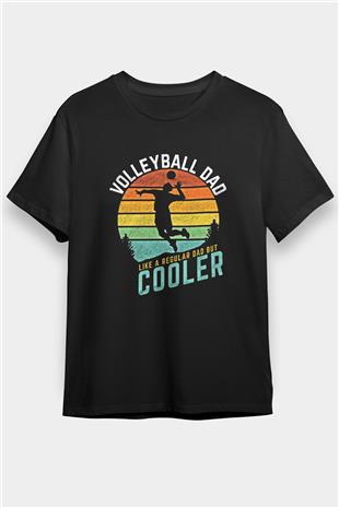 Voleybol - Volleyball Baskılı Unisex Siyah Tişört - Tshirt