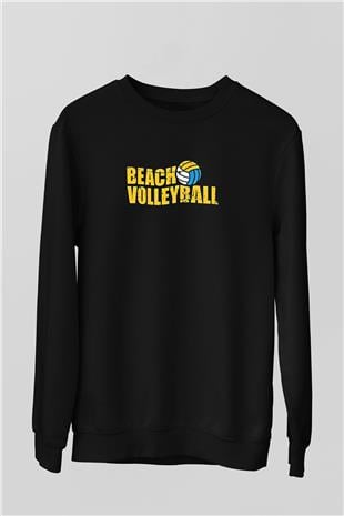 Voleybol - Volleyball Baskılı Unisex Siyah Sweatshirt