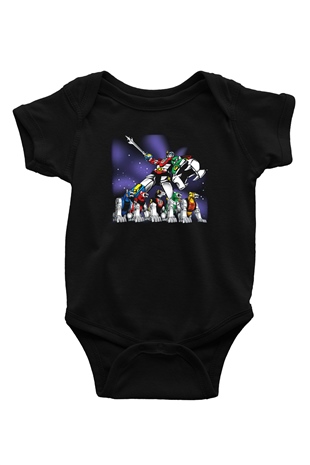 Voltron Baskılı Siyah Bebek Body - Zıbın