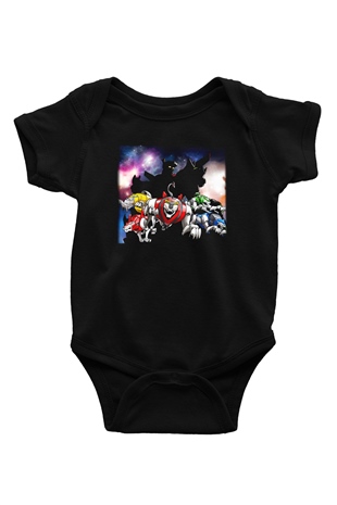 Voltron Baskılı Siyah Bebek Body - Zıbın