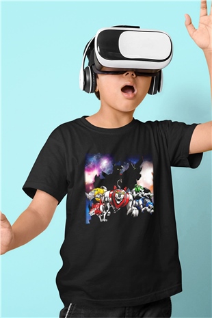 Voltron Baskılı Siyah Unisex Çocuk Tişört