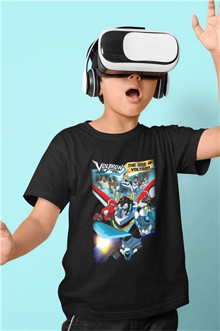 Voltron Baskılı Siyah Unisex Çocuk Tişört