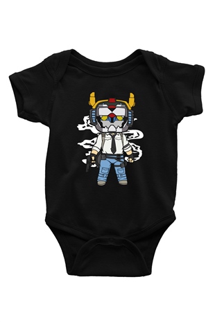 Voltron Pub-G Baskılı Unisex Siyah Bebek Body - Zıbın