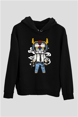 Voltron Pub-G Baskılı Unisex Siyah Hoodie