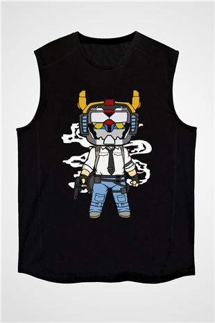 Voltron Pub-G Baskılı Unisex Siyah Kolsuz Tişört