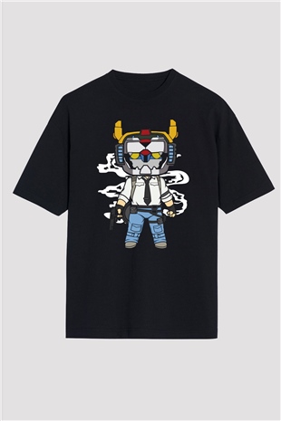 Voltron Pub-G Baskılı Unisex Siyah Oversize Tişört