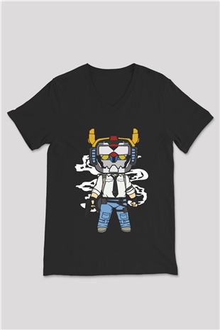 Voltron Pub-G Baskılı Unisex Siyah V Yaka Tişört