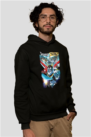 Voltron Siyah Unisex Kapüşonlu Sweatshirt