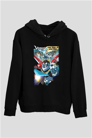 Voltron Siyah Unisex Kapüşonlu Sweatshirt