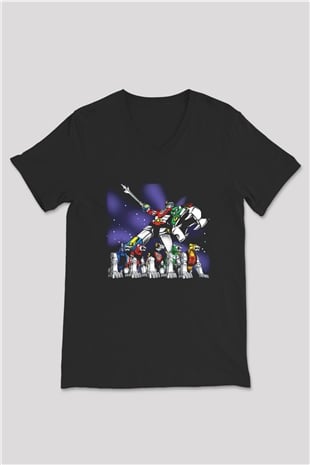 Voltron Siyah Unisex V Yaka Tişört