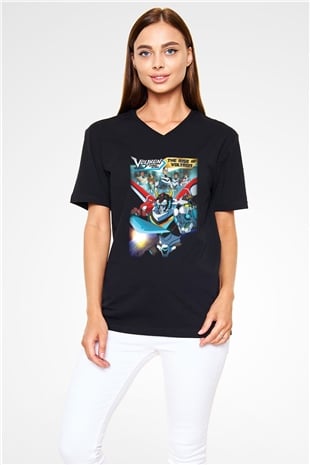 Voltron Siyah Unisex V Yaka Tişört