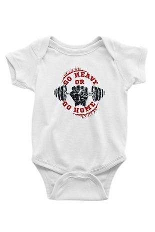 Vücut geliştirme Baskılı Beyaz Unisex Bebek Body - Zıbın