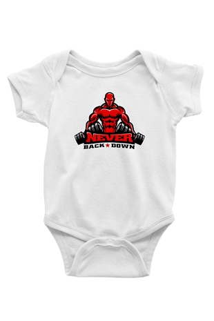 Vücut geliştirme Baskılı Beyaz Unisex Bebek Body - Zıbın