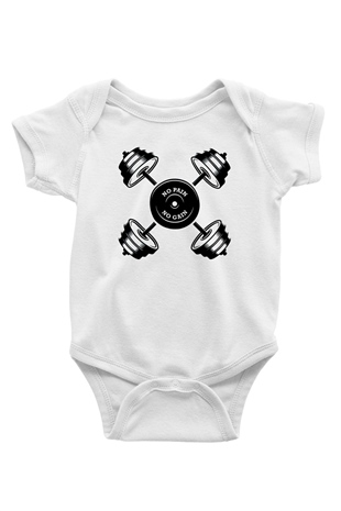 Vücut geliştirme Baskılı Beyaz Unisex Bebek Body - Zıbın