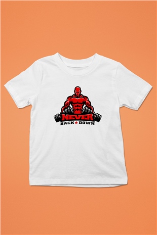 Vücut geliştirme Baskılı Beyaz Unisex Çocuk Tişört