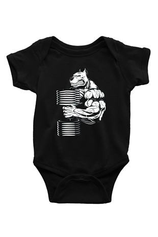 Vücut geliştirme Baskılı Siyah Bebek Body - Zıbın