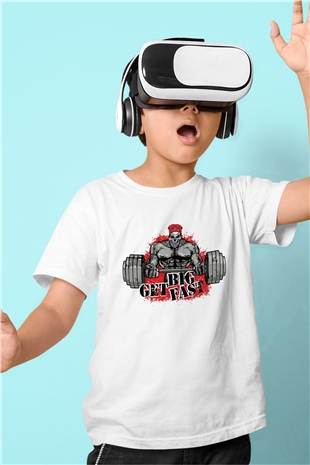 Vücut geliştirme Beyaz Unisex Çocuk Tişört