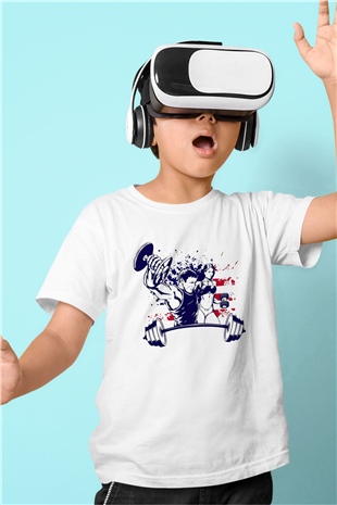 Vücut geliştirme Beyaz Unisex Çocuk Tişört