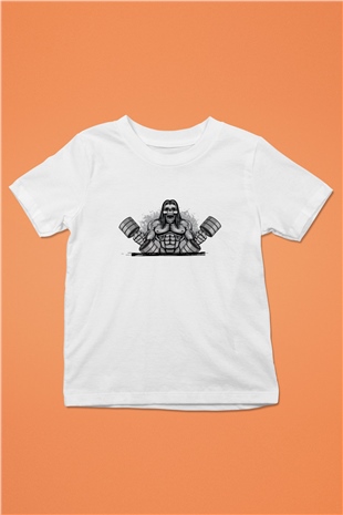 Vücut geliştirme Beyaz Unisex Çocuk Tişört
