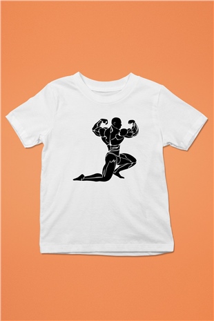 Vücut geliştirme Beyaz Unisex Çocuk Tişört