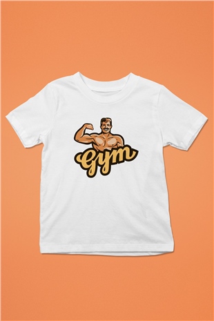 Vücut geliştirme Beyaz Unisex Çocuk Tişört