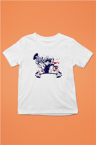 Vücut geliştirme Beyaz Unisex Çocuk Tişört