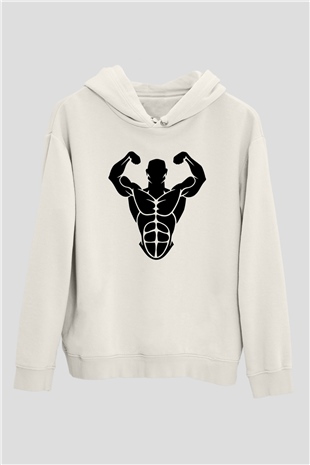 Vücut geliştirme Beyaz Unisex Hoodie