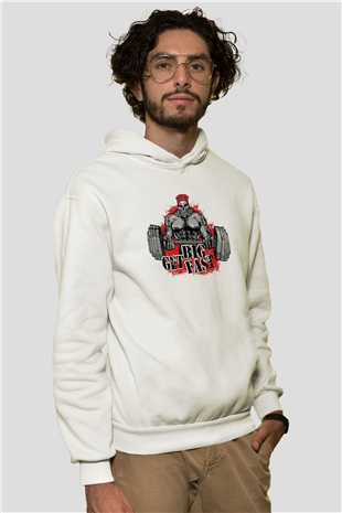 Vücut geliştirme Beyaz Unisex Kapüşonlu Sweatshirt