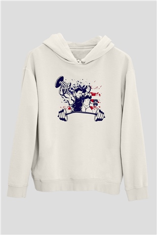 Vücut geliştirme Beyaz Unisex Kapüşonlu Sweatshirt